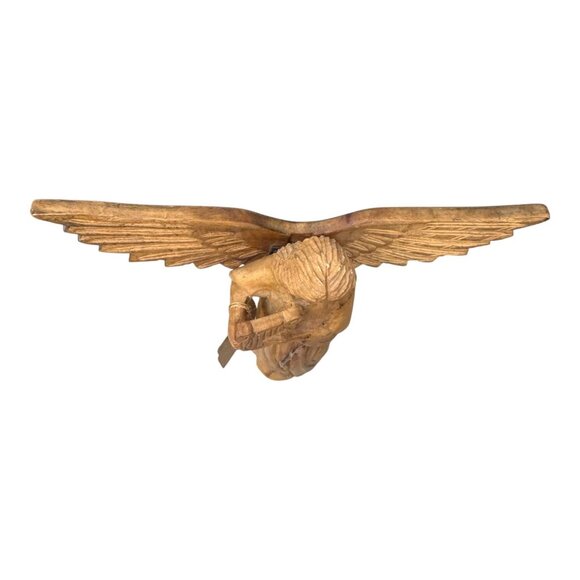 Creative Co-op Hand Carved Wooden Angel Harp Celestial Decor Mango Wood Wall Art - Picture 5 of 6